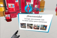 Selecting a scene in the fire extinguisher simulator