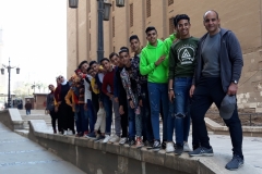 Ramy Soudan (right) with his students on a city tour of Cairo.